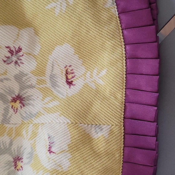 Elevenses Anthropologie 6 Women's A-Line Flare Skirt Lime Green Corduroy & Silk - Picture 8 of 9